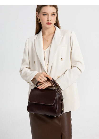 Women Cow Leather Commute Crossbody Bags Women Retro Cowhide Large Capacity Shoulder Bag Ladies Fashion Luxury Designer Handbags