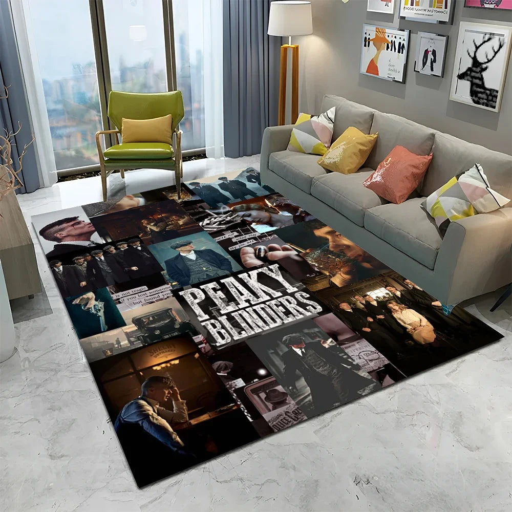 HD Tommy Shelby 3D P-Peaky Blinders Carpet Rug for Home Living Room Bedroom Sofa Doormat Decor,kids Area Rug Non-slip Floor Mat