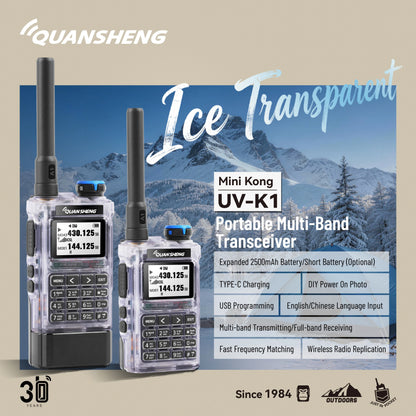 Quansheng UV-K1 Mini Walkie Talkie AM/FM Multi-Band Wireless Copy Frequency Long Range Type-C Charger For Camping UVK5 K6
