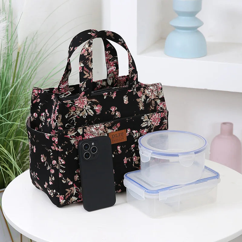 New Large Capacity Thickened Cloth Art Handbag Minimalist Work Lunch Box Storage Bag Suitable for Shopping Miscellaneous Uses