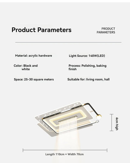 LED Ceiling Light with Spotlights Dimmable Remote Control Modern Living Room Lamp Fandelier Chandelier Smart Lighting