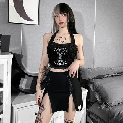 Y2k Skirt Dark Double Zipper Bag Hip Split Gothic Design Tight Skirt Harajuku Black Gothic Bag Hip Skirt Kawaii Vintage