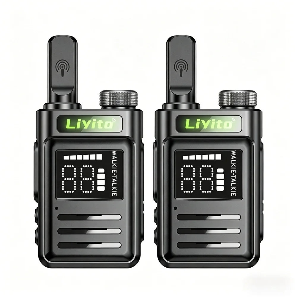 Mini Walkie Talkie 2 Pack Rechargeable Long Range Two Way Radio Type-C Charging 16 Channels Clear Audio for Business Outdoor