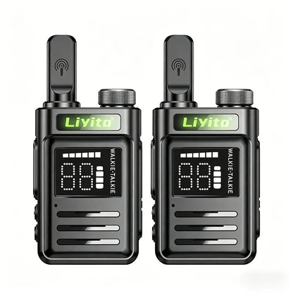 Mini Walkie Talkie 2 Pack Rechargeable Long Range Two Way Radio Type-C Charging 16 Channels Clear Audio for Business Outdoor