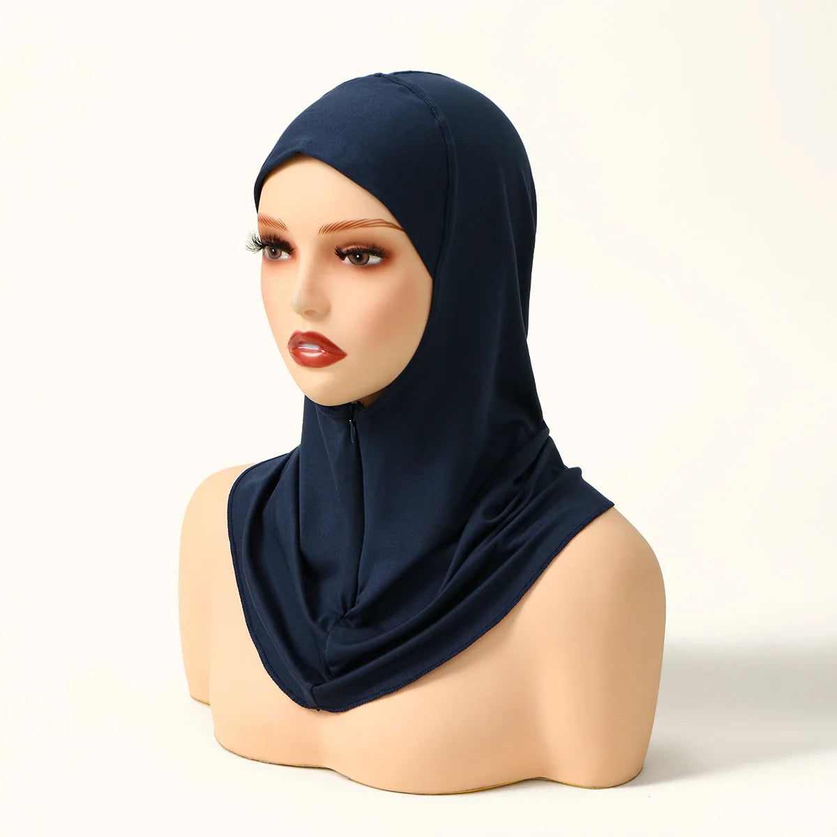 Modal instant Hijabs Cap Muslim With Zipper Soft Inner Cap Fashion With Neck Collar Headscarf Hat Women Islam Ramadan Turban Cap