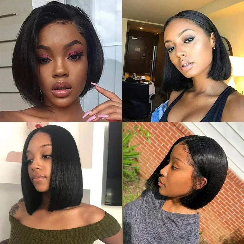 2026 new Front Human Hair Bone Straight Wigs Cheap Short Bob Wig Brazilian Preplucked Lace Frontal Wigs 100% Human Hair