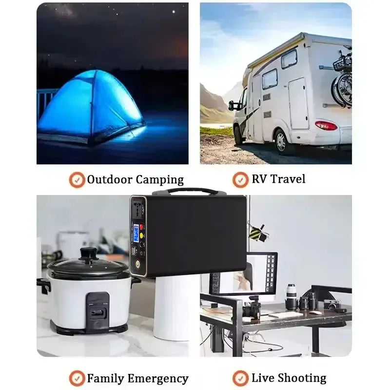 Portable Power Station 300W 220V, Solar Generator 70000mAh 90000mAh LiFePO4, Portable Battery for Camping and RV