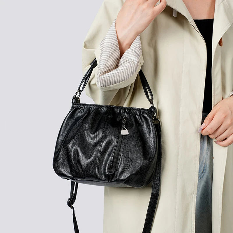 Casual Leather Shoulder Bags for Women's Luxury Handbags Designer Crossbody Messenger Bag Shell Vintage Handbag Tote