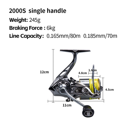 FISHINGFANS ORCA D01 Spinning Reel 5.2:1  5+1BB 6KG Max Drag,Lightweight CNC Spool for Lure Fishing,Smooth Power Transmission