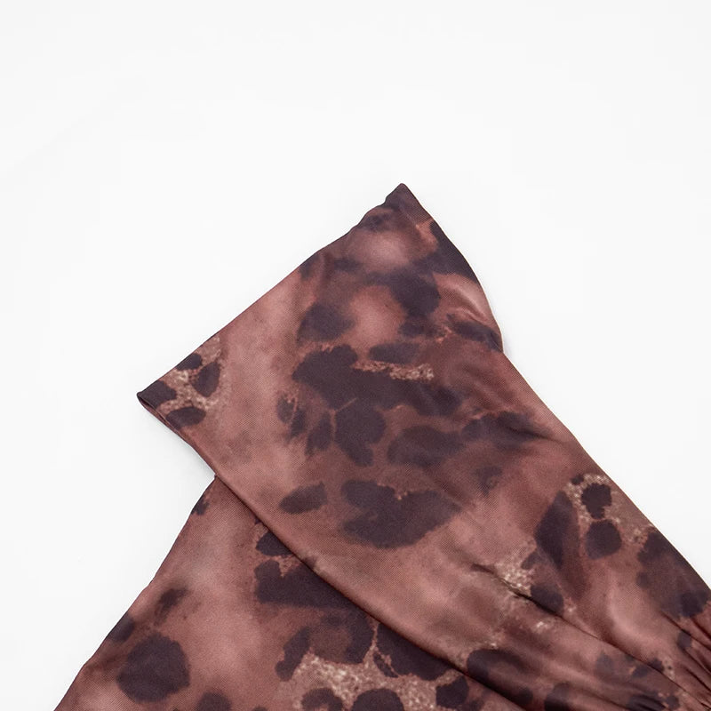 Weird Puss Leopard Print Jumpsuit Women Slash Neck Ruched Patchwork Elegant Sexy Stretch Activity Clubwear Stretch Slim Overalls