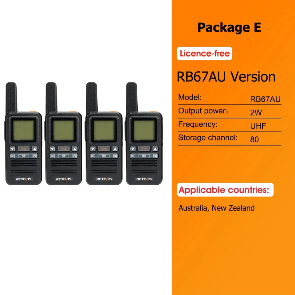 Retevis RB667 Walkie Talkie 2pcs/4pcs PMR446/FRS Portable Type-C Lincense-free Two Way Radio 1.44 Inch LCD Display for Camping