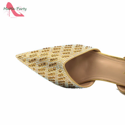 Peach Color New Arrivals Nigerian Women Shoes and Bag Set High Quality Super High Heels for Garden Party