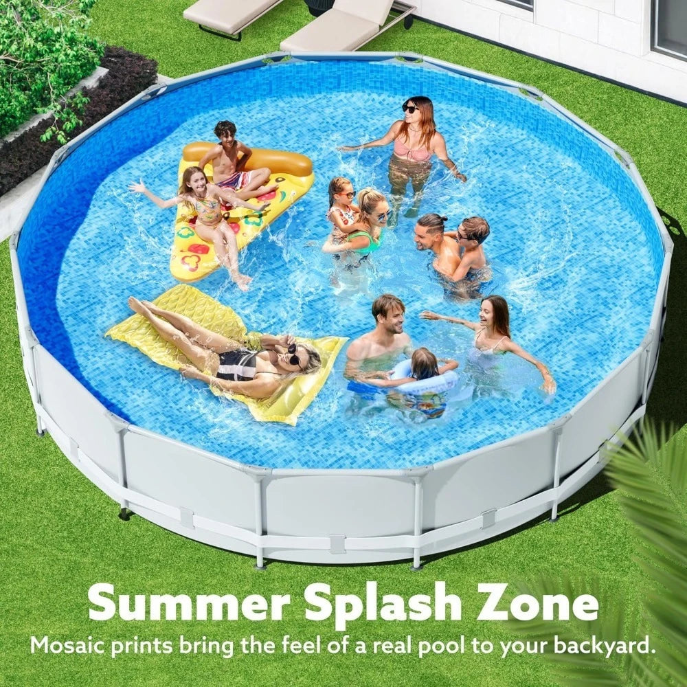 Round Above Ground Pool - 15ft x 42inch Outdoor Round Frame Above Ground Swimming Pool Set Kiddie Pool for Kids, Customized