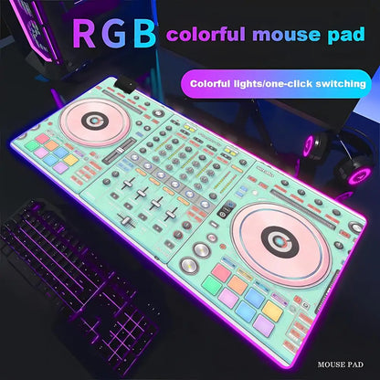 RGB Radio Dj Workbench Mouse Pad Gamer HD Large HD HYBXAXC Desk Mats MousePads Natural Rubber Carpet Anti Slip Laptop Mice Pad