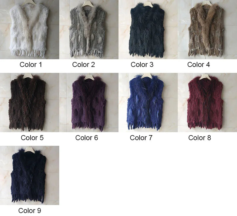 HSPL Sleeveless Women Fashion Fur Vest Knit Waistcoat For Lady For 2018 Spring Real Rabbit Fur Female Vests Black  Waistcoat