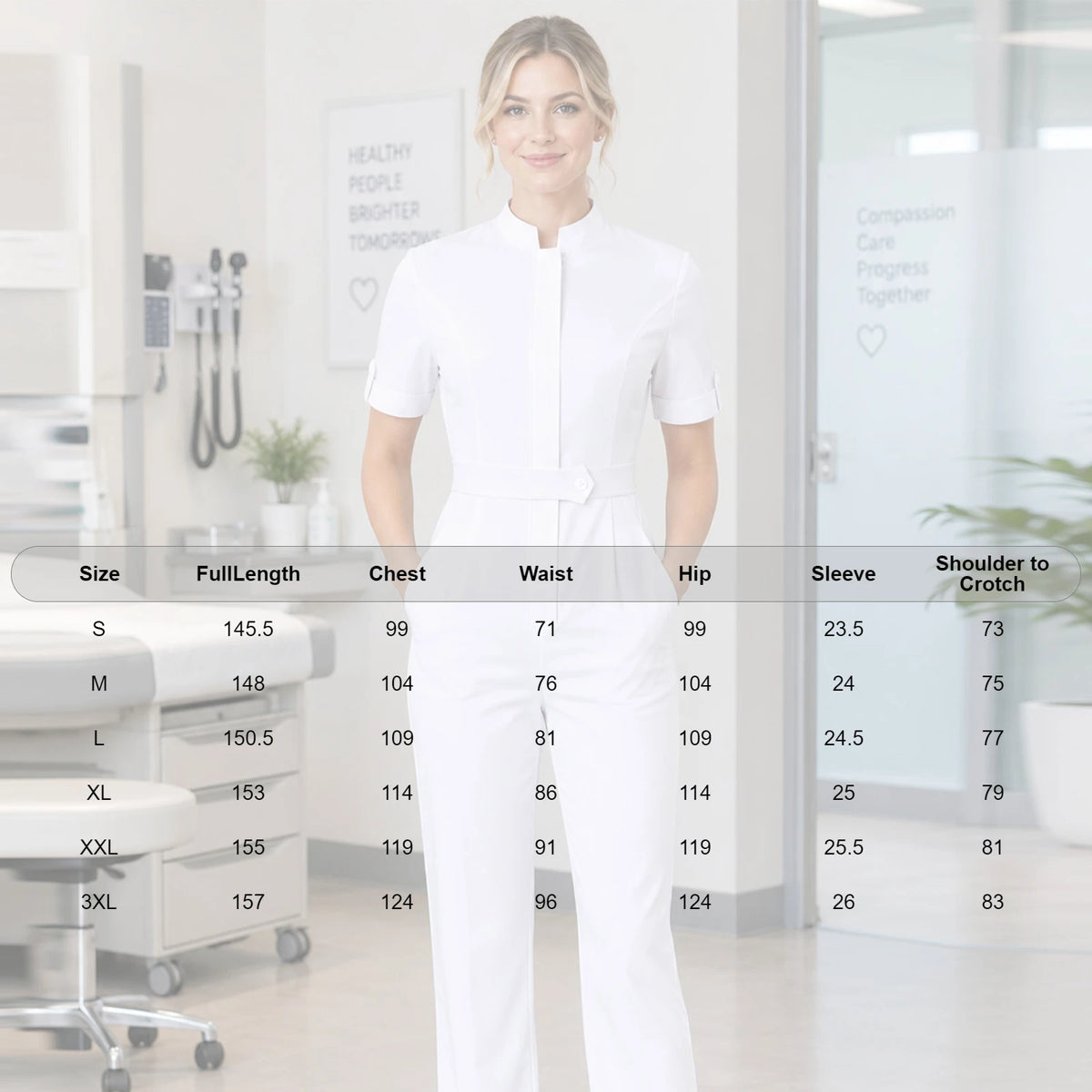 Womens Scrubs Jumpsuit Soft Stretch Medical Scrub Set with Pockets Front Zipper Elastic Waist Jogger Pants Nurse Doctor Workwear