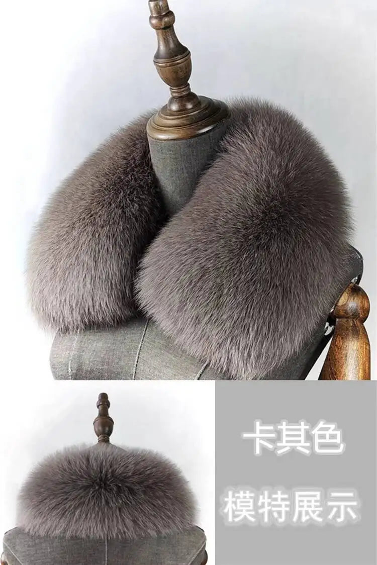 Natural Fox Fur Collar Removable Real Fur Square Collar for Coat Fashion Accessory for Women down Jacket Large Scarf Scarves