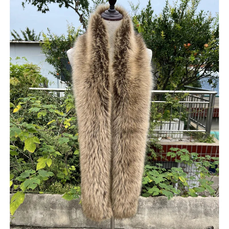 2025 New Faux Fox Fur Scarf Women Long Plush Warm Winter Fashion Fake Fur Wrap Collar