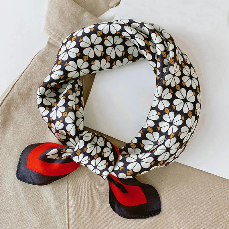 Silk Scarf For Bag Lady Neck Tie 100% Silk Scarf Luxury Brand Print Flower Stripe Plaid Dot Bandana Hair Tie Handkerchief Gifts