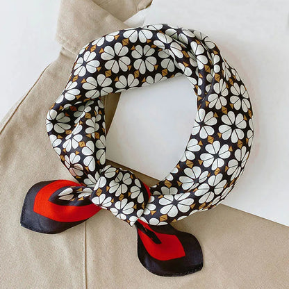 Silk Scarf For Bag Lady Neck Tie 100% Silk Scarf Luxury Brand Print Flower Stripe Plaid Dot Bandana Hair Tie Handkerchief Gifts