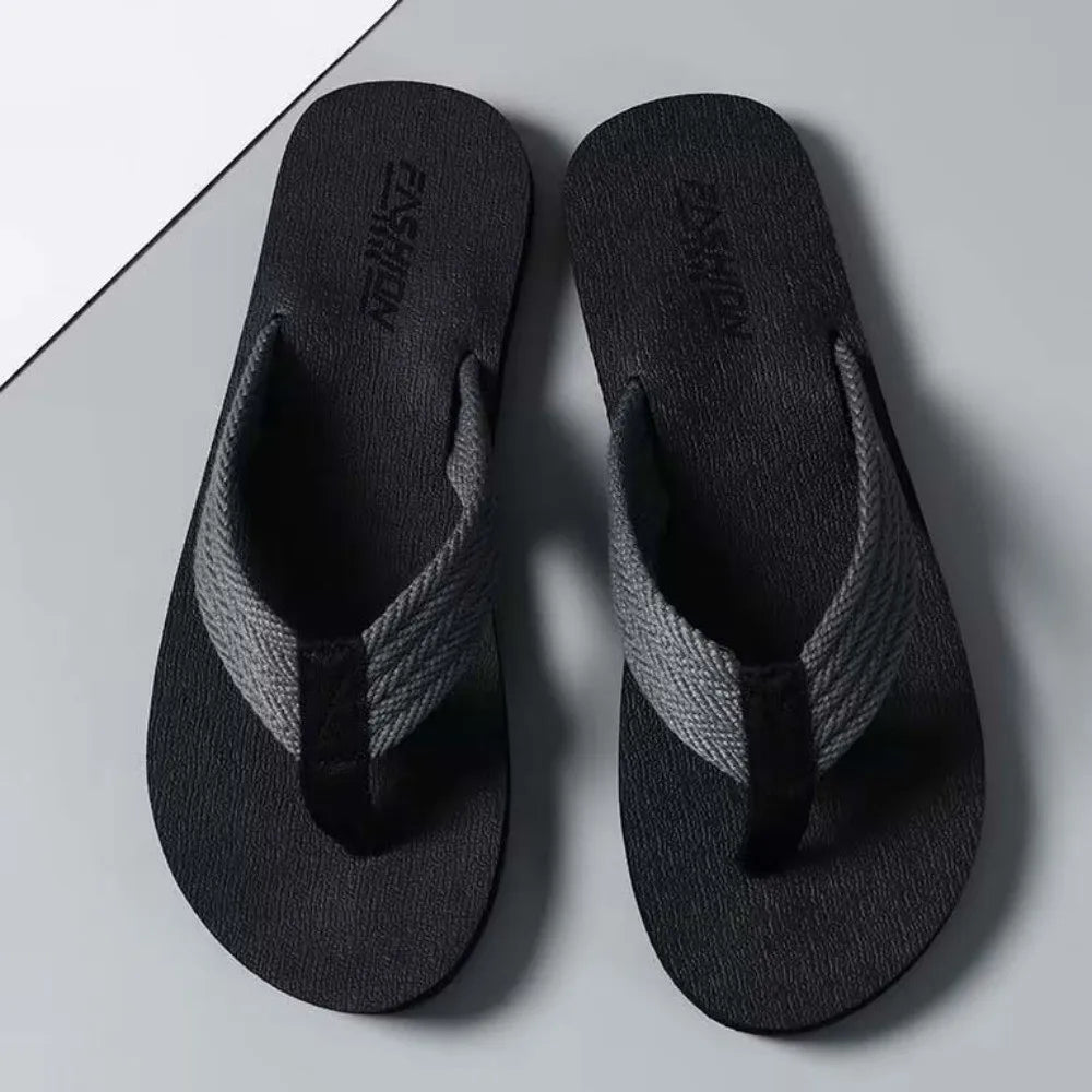 1 Pair Sandal Soft High Elasticity Flip Flops Anti-slip TPR Flat Bottom Slippers Resilience Thickened Beach Flip Flops Summer