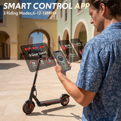 Electric Scooter Adults, Folding E Scooter with Built in Side Light, Max 19MPH, 12-19Miles Range, 550W Powerful Motor