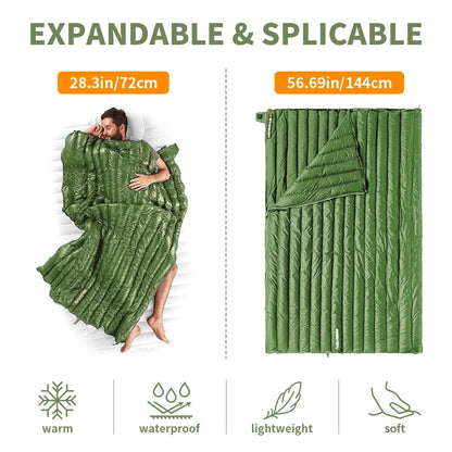 Naturehike CW295 Sleeping Bag Warm Waterproof Splicable Double Quilt 2 Person Ultralight Winter Camping Duck Down Sleeping Bags