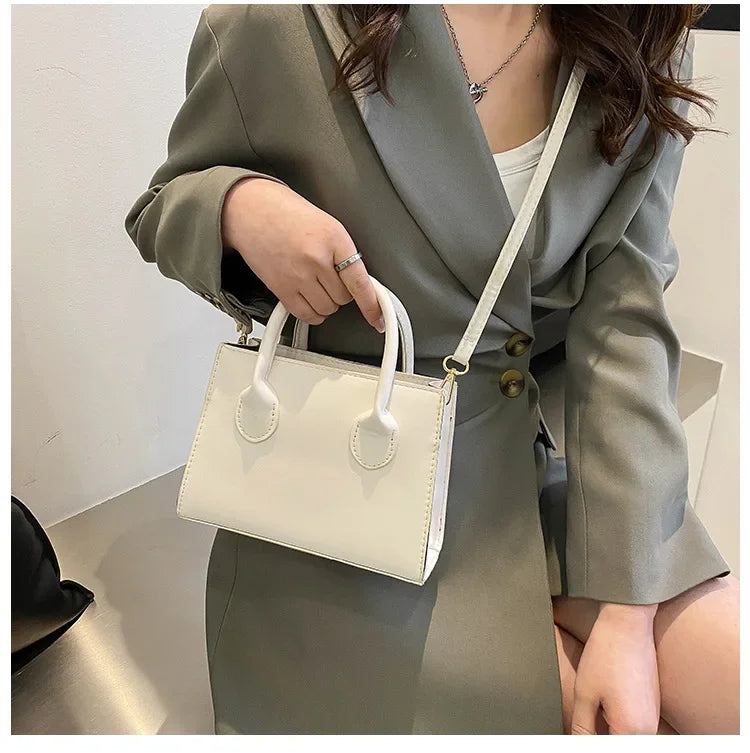Minimalist Black Small Square Bag All-Match Top Handle Purse Classic Shoulder Bag for Work Women Handbags Crossbody Bags Purse