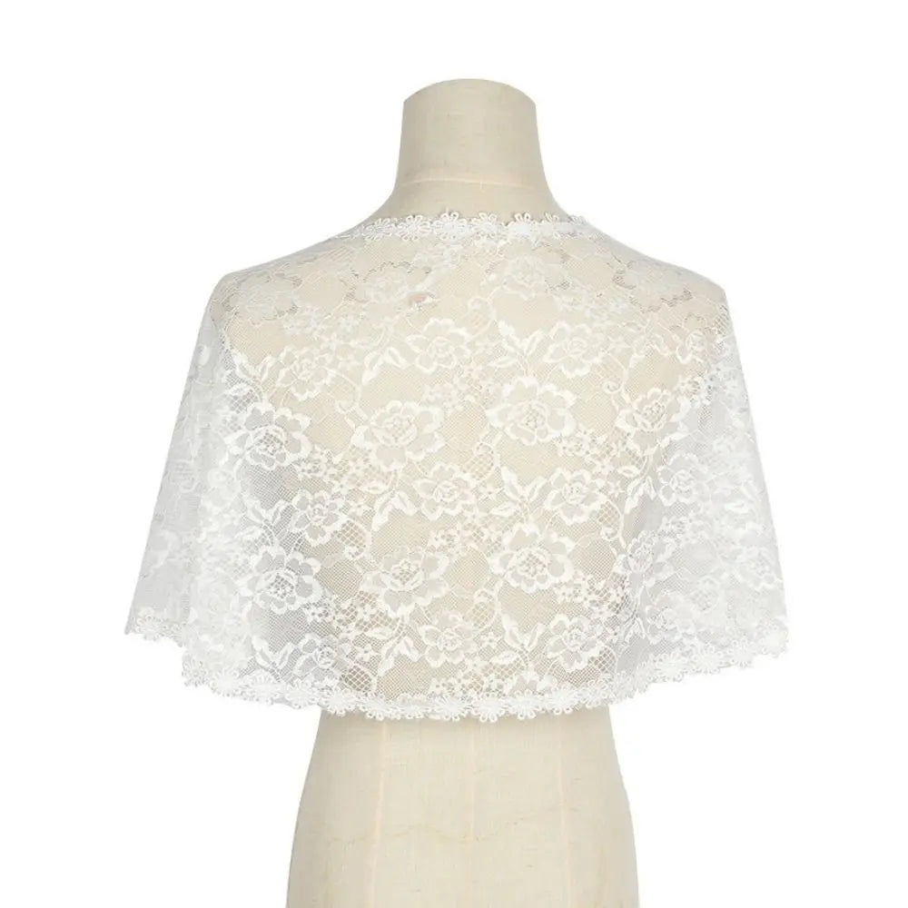 Floral Lace Lace Shoulder Wrap Thin Fabric Hollow Out Bridal Shawl Floral Pattern Diamond Embedded Wedding Capelet Bridal