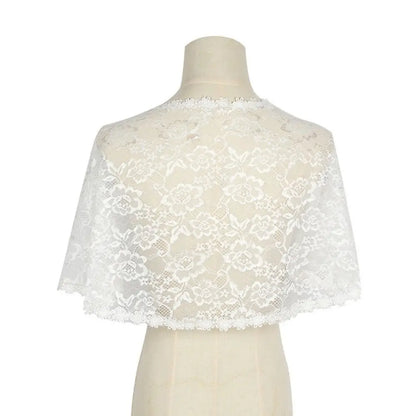 Floral Lace Lace Shoulder Wrap Thin Fabric Hollow Out Bridal Shawl Floral Pattern Diamond Embedded Wedding Capelet Bridal