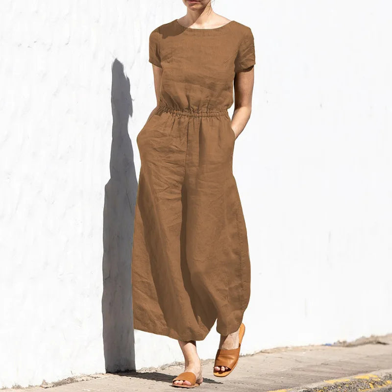 Jumpsuits women 2026 rompers summer solid color high-waisted sleeveless long fashion casual loose one-piece jumpsuits clothing