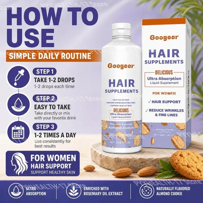 Hair Supplements Drops with Rosemary Oil Extract Ultra Absorption for Hair Support and Reduce Wrinkles & Fine Lines 30 ML