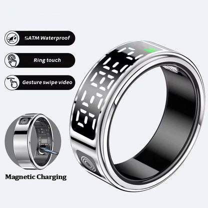 2026 Smart Ring with Display Screen and Touch, Wireless Charging, Health Manager, 5 ATM Waterproof For Men Women Rings R12 R11