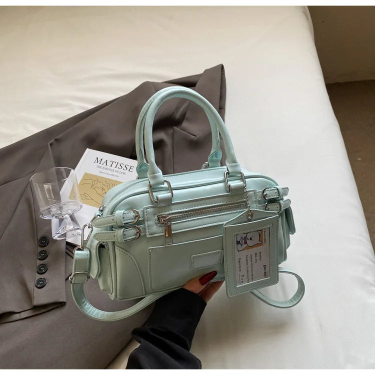Stylish Design Glossy PU Sqeare Shoulder & Crossbody Bags Solid Zipper Hot Trendy Designer Style Handbags for Women 2025 New