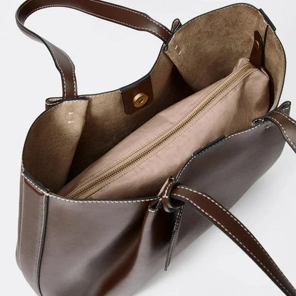 CLIP TOTE BAG, Women's Fashion Luxury Handbag Design, Pure Color Contracted and Single Shoulder Bag, Senior PU Leather Handbags