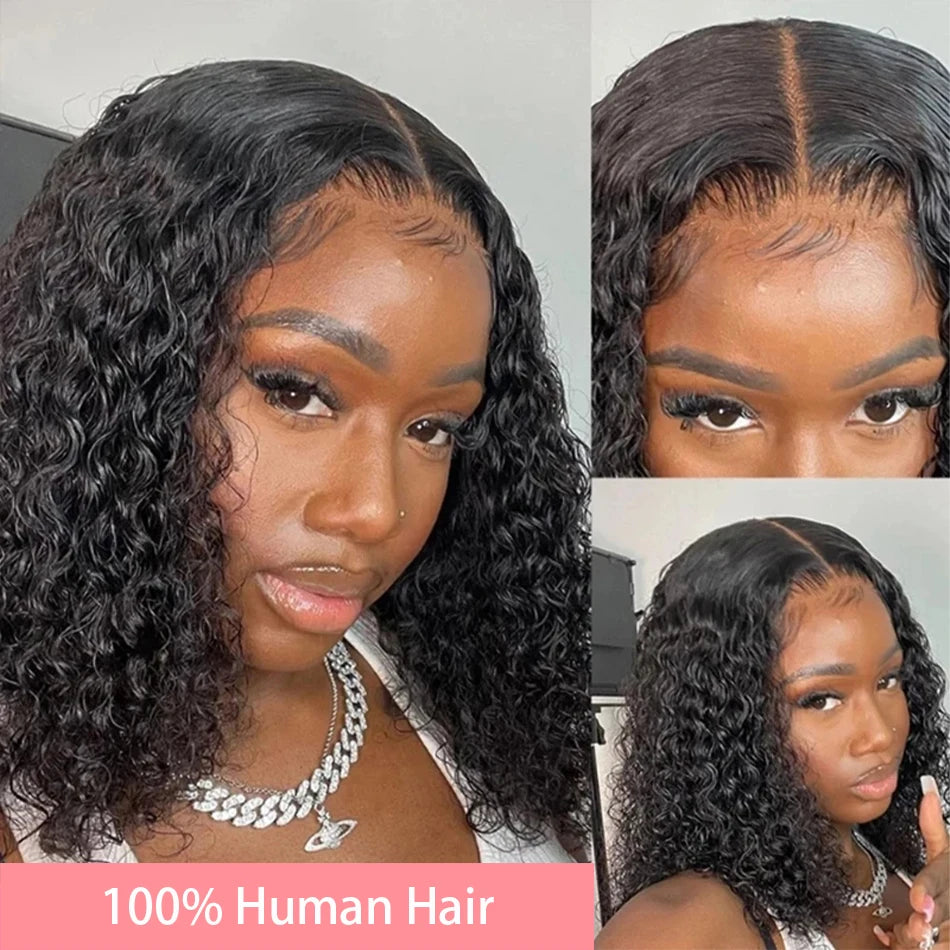 Loose Deep Wave Short Bob 13x4 HD Lace Front Wigs Brazilian 100% Human Hair Curly 4x4 Transparent Lace Frontal Wig 12 14 16 Inch