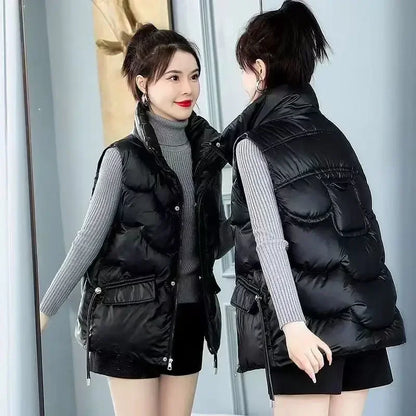 Down Waistcoat Woman Half Quilted Loose Short Winter Clothing Puffer Vest for Women Casual New Outerwear Insulated Coats on Sale