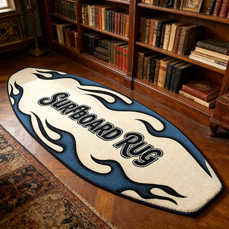 American Street Style Flame Surfboard Rug Creative Bedroom Bedside Soft Plush Floor Mat Home Decoration Carpet for Living Room