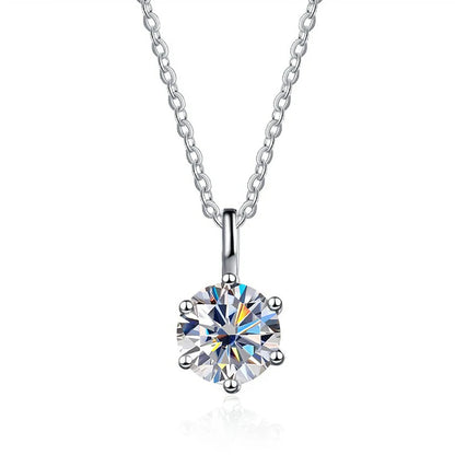 JOIAS HOME Silver S925 1ct D COLRO Moissanite Round Gemstone Pendant Necklace Simple and Elegant O-Chain Fashion Versatile