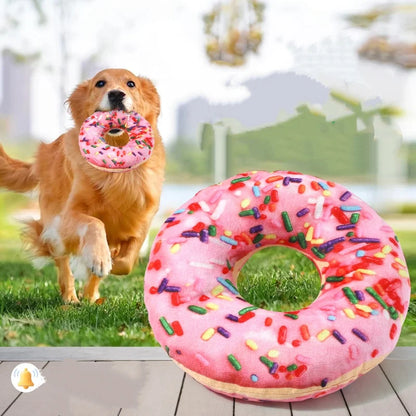 New Plush Dog Toy Doughnut Pizza Shape Pet Squeaky Toys for Small Large Dogs Cleaning Teeth Puppy Chew Sound Toy Pet Supplies