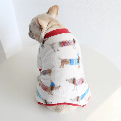 Multi Colors Winter Thick Furry Dog Clothing 4 Legged Fat Dog French Bull Sweatshirts Full Cover Pet Puppy Jumpsuit