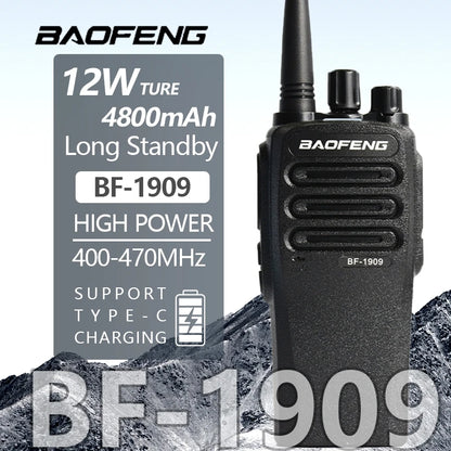 1/2PCS BaoFeng BF 1909 12W High Power Walkie Talkie Long Range UHF Two Way Radio Type C Charging Transmitter Upgrade UV 5R UV 82