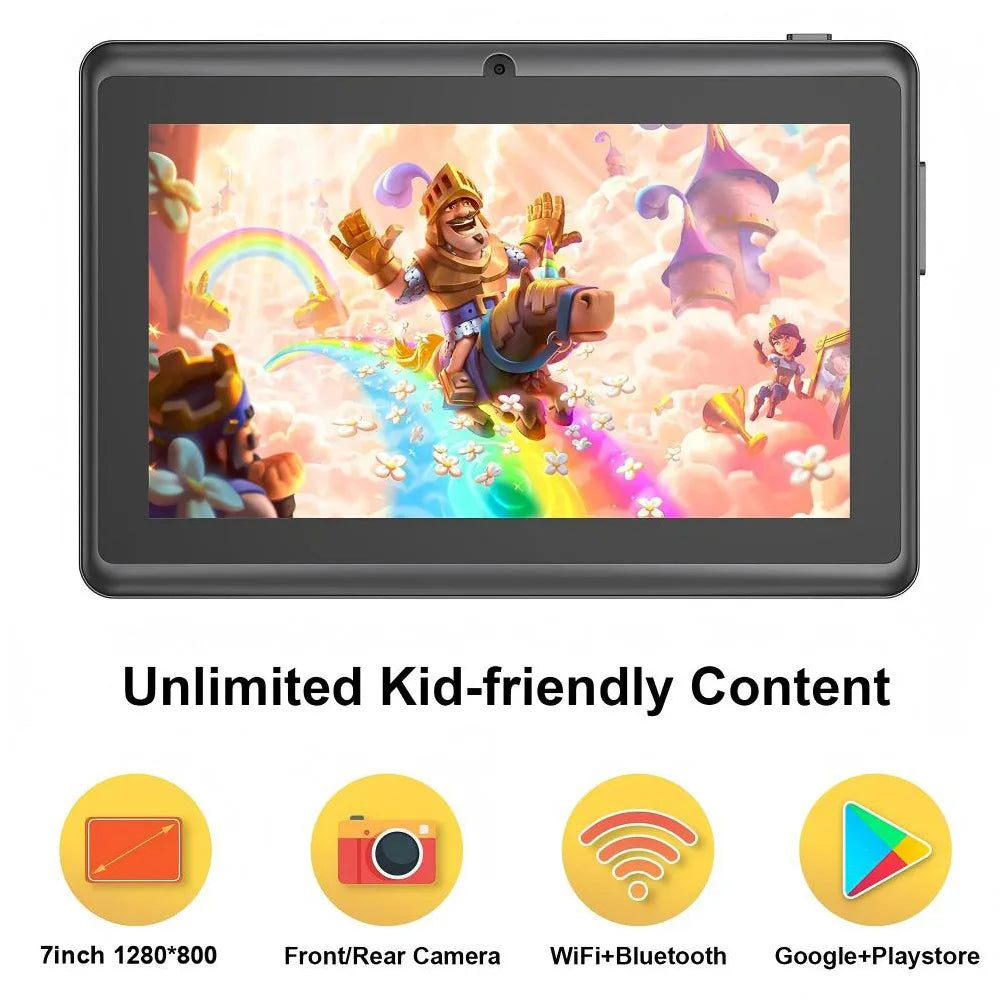 7 Inch Tablet PC 4GB RAM 32GB ROM Android 13 Tablet with Quad Core Processor HD IPS Screen Dual Camera WIFI with protective case