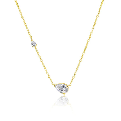 KNOBSPIN 2.35 CT Pear Cut All Moissanite Necklaces for Women D VVS1 Lab Diamond 2 Gems Pendant 100% 925 Sterling Silver Necklace