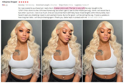 Ishow 613 Full Lace Human Hair Wig Body Wave Blonde Lace Front Wig Brazilian Human Hair 30 inch 13x4 Lace Frontal Wig For Woman