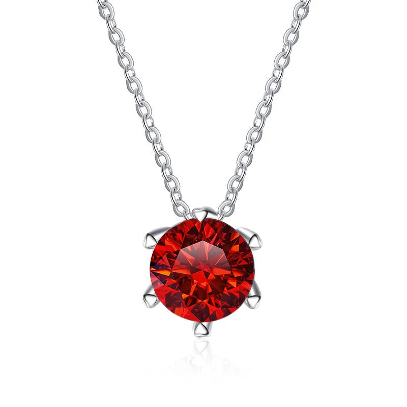 JoyceJelly 1CT VVS D Moissanite Necklace For Women Six Prong Simulated Diamond Pendant 925 Sterling Silver Wedding Fine Jewelry