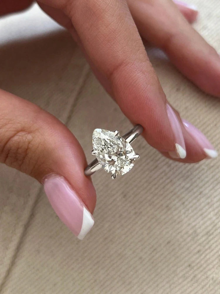 925 Sterling Silver 1-4 CT Zircon Sparkling Luxury Water Drop Shape Ring For Women Engagement Wedding High Quality Fine Jewelry