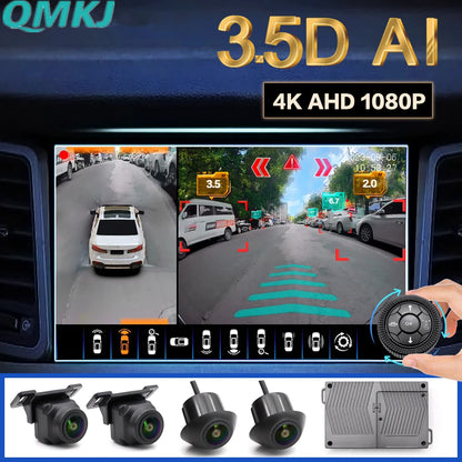 `3.5D 4‑AI 360 Degree Car Camera System AHD 1080P Surround View Monitor 4‑Way DVR Recording WDR AI Pedestrian Vehicle Detection