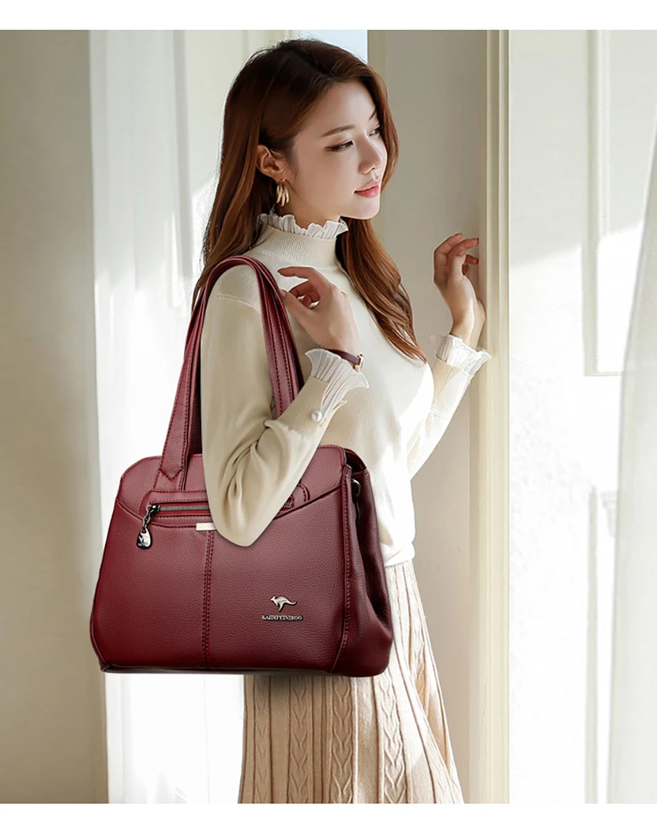 High Quality Ladies Soft Leather Shoulder Bag Designer Luxury Handbags Tote Bags For Womens 2025 Female Crossbody Messenger Bags