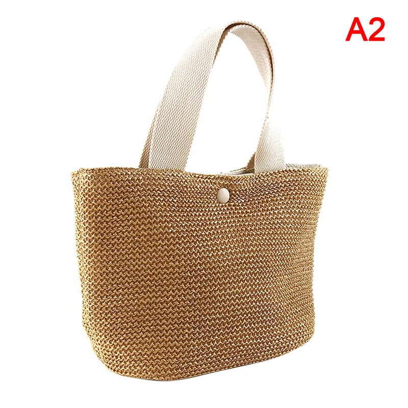 New·Elegant Ladies Straw Woven Handbag Women Holiday Beach Casual Tote Top-Handle Bags Fashion Retro Shoulder Bags·